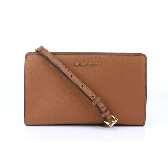 NWT Michael Kors Jet Set Travel Large Crossbody Clutch Bag LUGGAGE - Picture 6 of 12